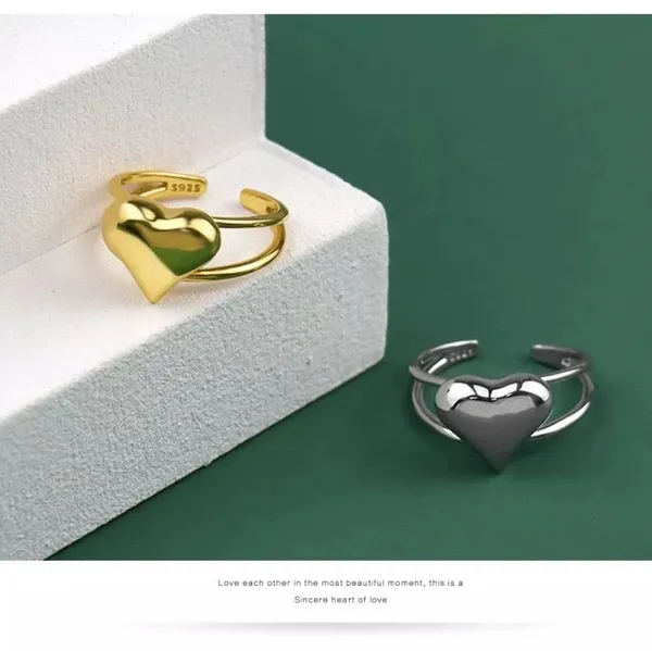 NEW 18k Gold Plated Polished Adjustable Heart Ring - Image 4