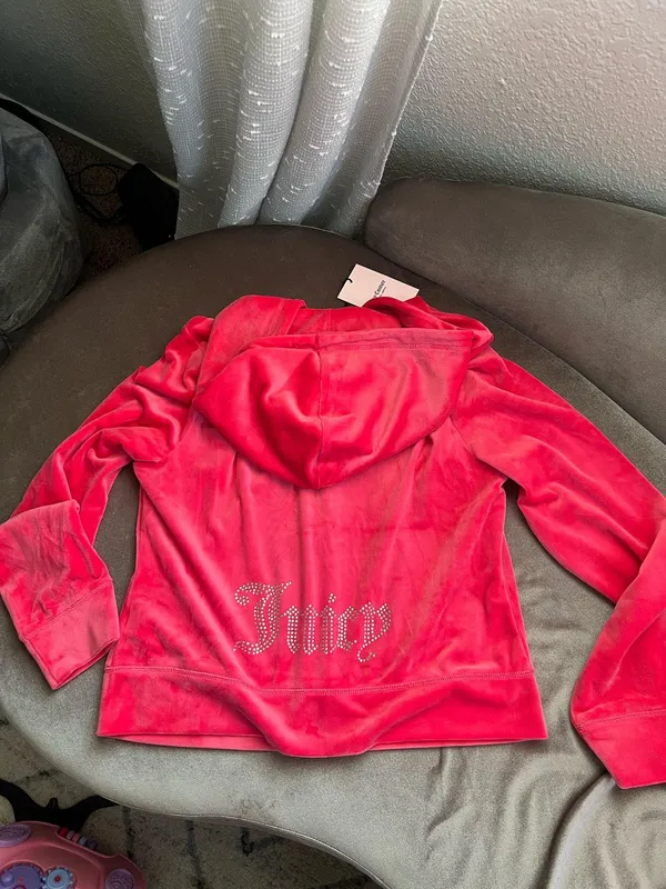 Size L Juicy Couture Y2K Velour Bling Matching Shorts Set Watermelon pink - Image 4