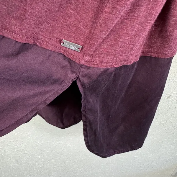 Worth‎ New York Womens Plum Burgundy Silk Trim Knit Long Sleeve Top Large - Image 4