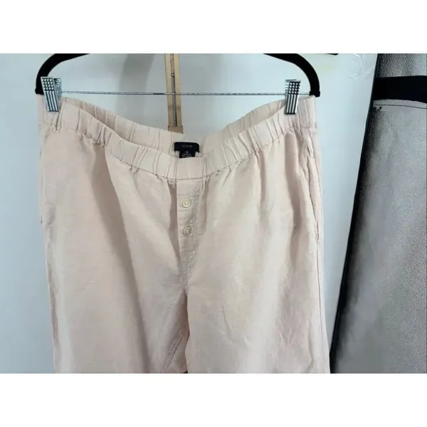 J.Crew Linen Cotton Cropped Wide Leg Pants Size XL Pink - Image 5