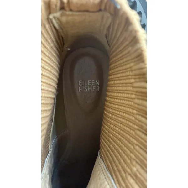 Eileen Fisher Chelsea Boots Womens 7.5 Tan Leather Wedge Ankle Bootie - Image 10