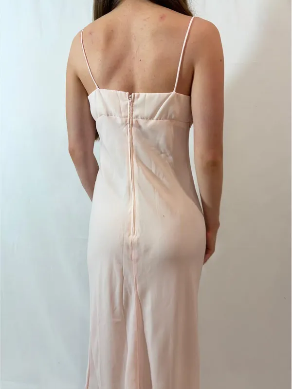 Light Pink Vintage Morgan & Co. Floral Embroidered Evening Gown - Image 9