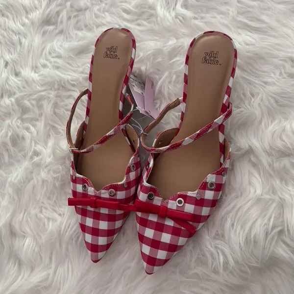 Wild Fable Red Gingham Bow Kitten Heels Size 8.5 - Image 4