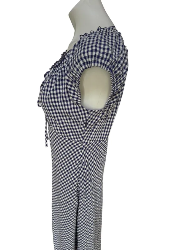 Market & Spruce Short Sleeve Gingham Maxi Dress Navy Small NWT STITCH FIX - Image 7