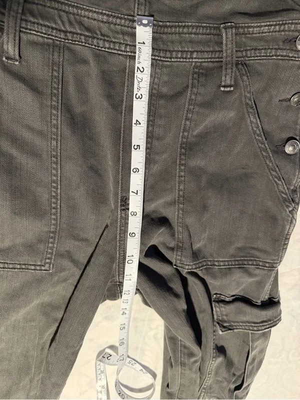 aerie baggy gray Cargo Denim Overalls wide leg size M - Image 11