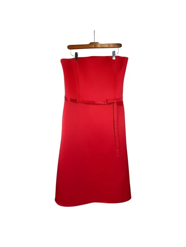 Vintage Jessica McClintock Strapless Red Cocktail Dress - Image 3