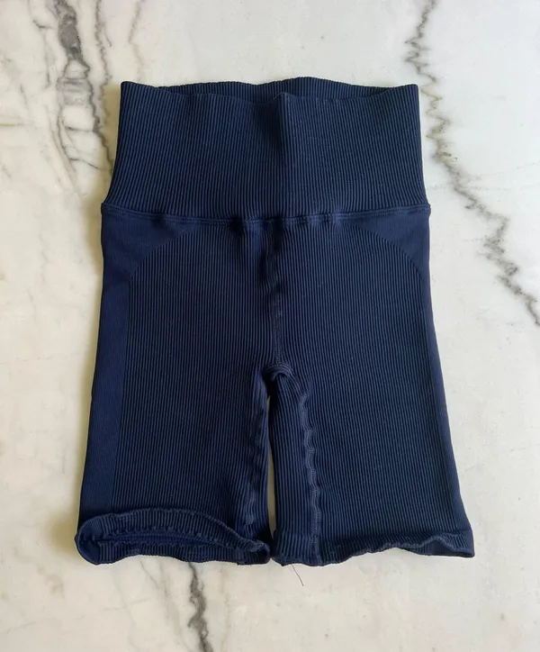 Free People Movement Navy Blue Biker Shorts - Image 4