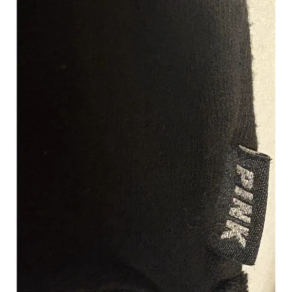 Pink Coconut Boutique PINK Victoria's Secret Women Hoodie M Black Logo Drawstring Long Sleeve Fleece - Image 4
