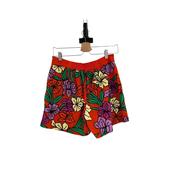Roller Rabbit Jorales Sierra Embroidered Floral Shorts Red Orange Small NWT‎ - Image 3