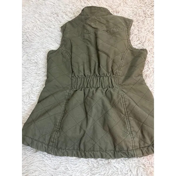 Magellan Outdoors Quilted Vest Olive Green Snap Front Collar‎ Pockets Size L - Image 4