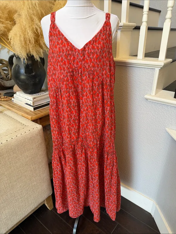 Joie Bondi Maxi Dress Tiered Sundress Flowy Lined Boho Sleeveless Size XL - Image 3