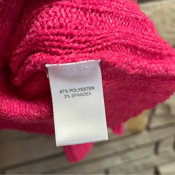 Free People Mock Neck Bell Sleeve Sweater Hot Pink XL - Image 6