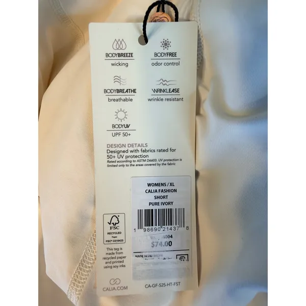 Calia Golf Relaxed Short Pure Ivory Womens XL 5" Inseam WCG14004 NWT $74 Retail - Image 3