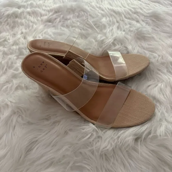 A New Day Ansel Double Band Open Toe Wedge Heels Size 8 - Image 3