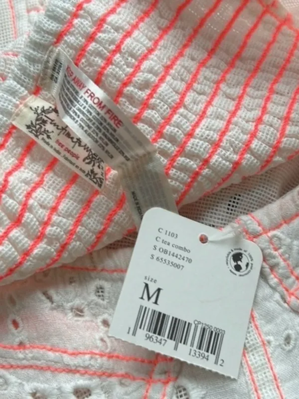 Free People White Eyelet Cropped Cami with Pink Trim - Image 7