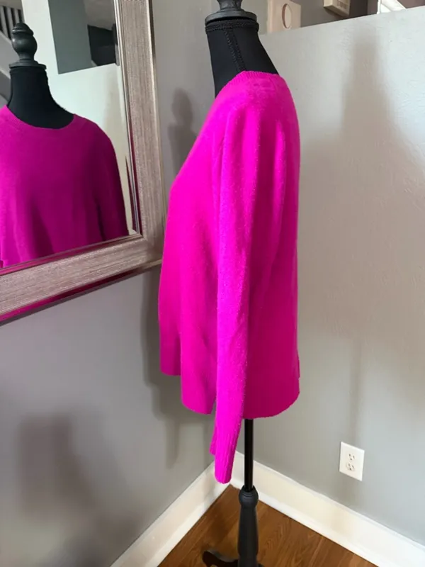 J. Crew Extra Soft Wool Blend Barbiecore Pink Sweater Medium - Image 3