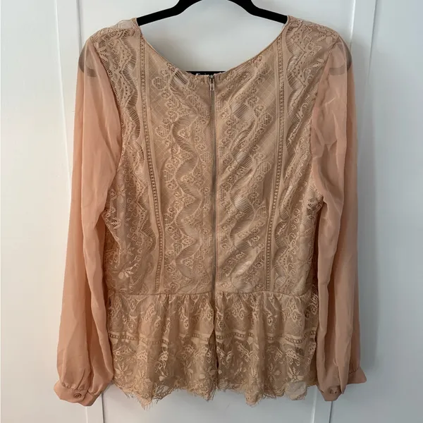 BKE Lace Blouse in Tan - Image 2