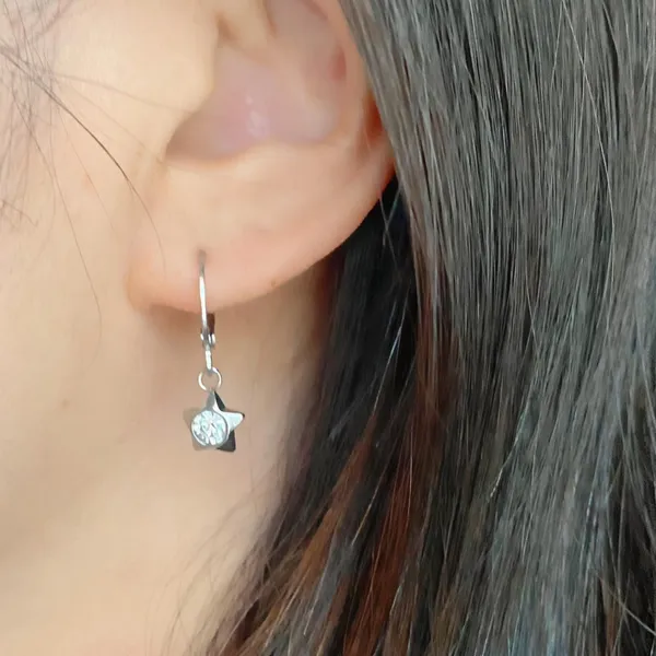 Handmade funky grunge y2k simple mini stainless star earrings 🌙 - Image 4