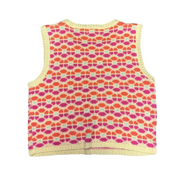 Altar'd State Pink and Orange Knit Retro Sweater Small - Image 3