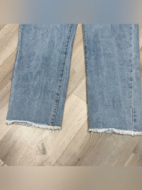 Vintage Y2k Lioness Lace Up Front Raw Edge Crop Jeans Blue Small‎ Straight High - Image 5