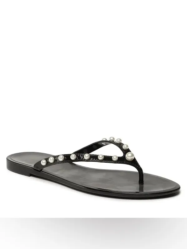 Stuart Weitzman Goldie Black Shiny Jelly Flip Flop Sandal Shoe NWOB - Image 2