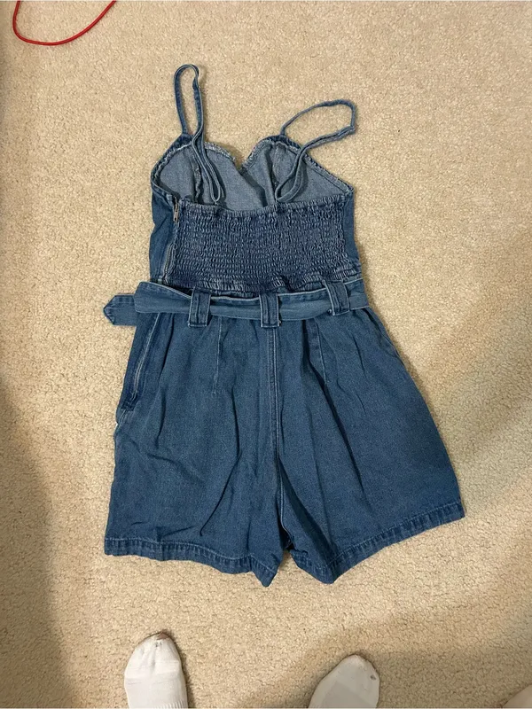 Denim Belted Romper - Image 3