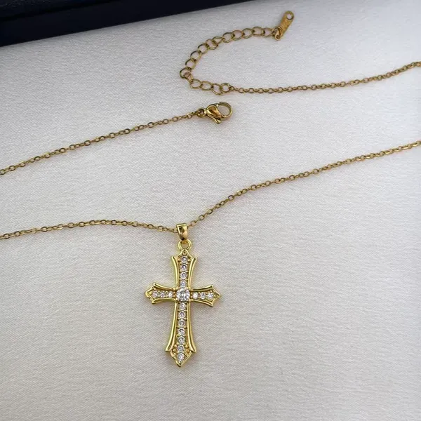 Adjustable CZ Cross Pendant Necklace for Women - Image 3