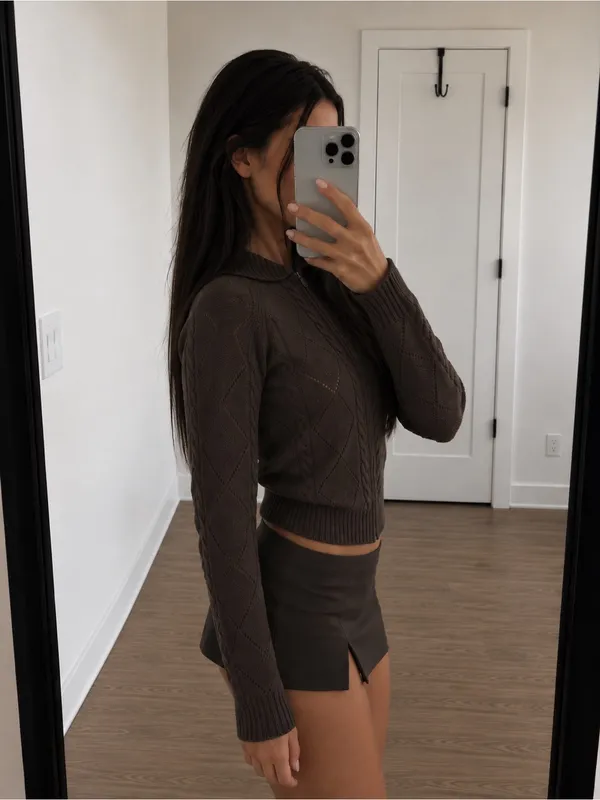 Sunday Best Gigi Cable-Knit Zip Sweater - Image 3