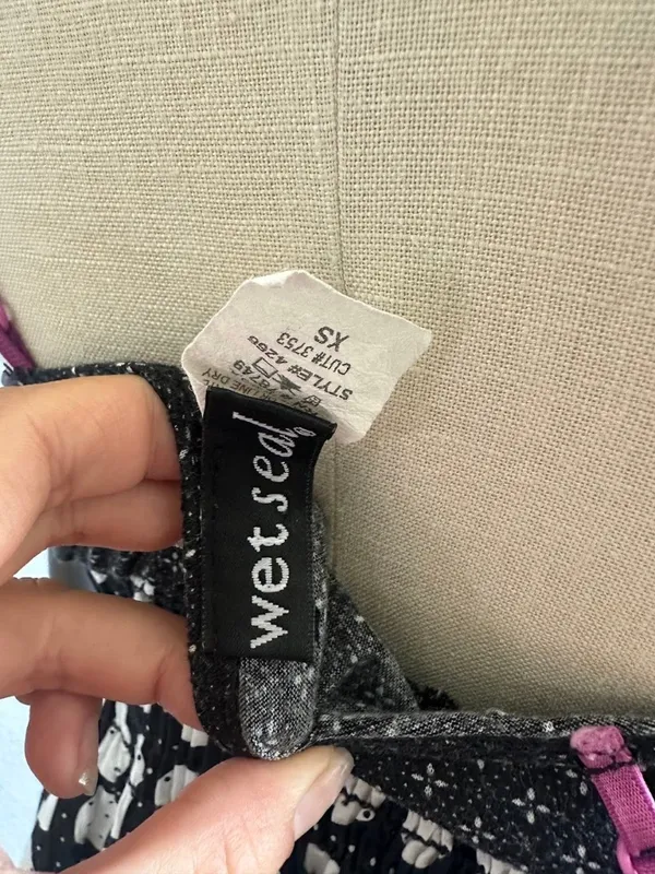 Wet Seal Polka Dot Smocked Sundress Black Purple XS - Image 5
