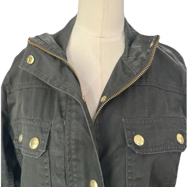 JCrew Moss Green Resin Coated Twill Field Jacket Utility Coat Womens Size Small - Image 9