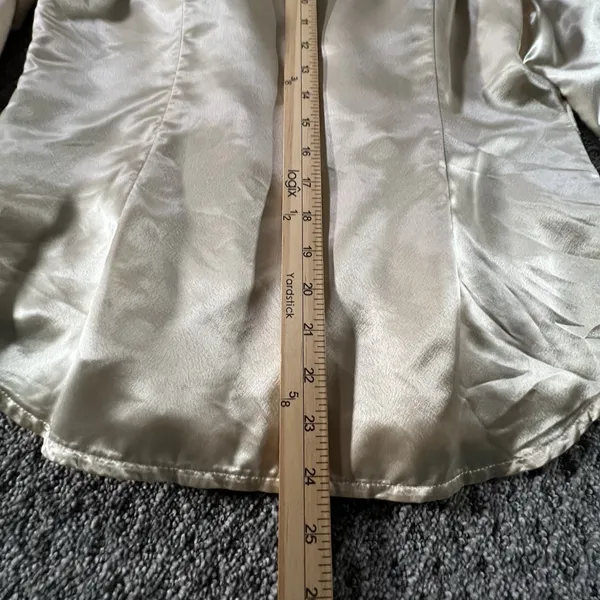 Rihoas Satin Wrap Blouse Small Gold Long Sleeve Button Cuff Collared Dressy Top‎ - Image 6