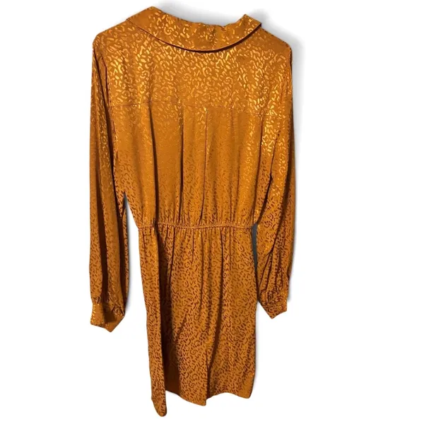 Anthropologie Gold Jacquard Leopard Print Midi Dress Size Medium Boho Glam - Image 6