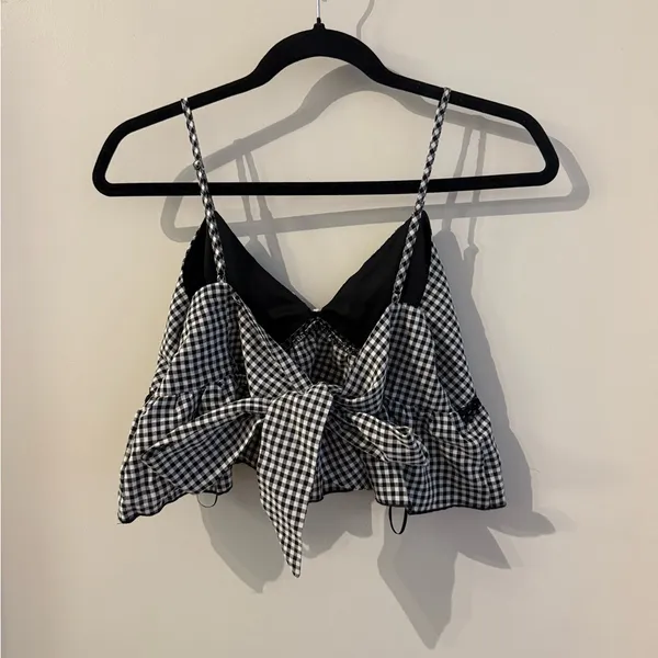 Pacsun LA Hearts Gingham Babydoll Tie Top Size S - Image 3