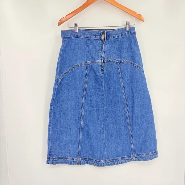 Old Navy Y2K Drapey Denim Midi Skirt Sz 6 Preppy Minimal 90s A Line Cottagecore - Image 4
