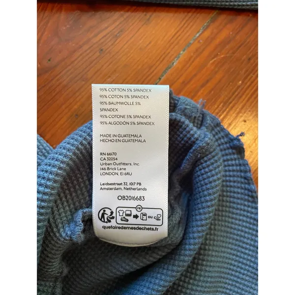 Free People We The Free Thermal Waffle Knit Long Sleeve Top NWT Small Dark Blue - Image 9