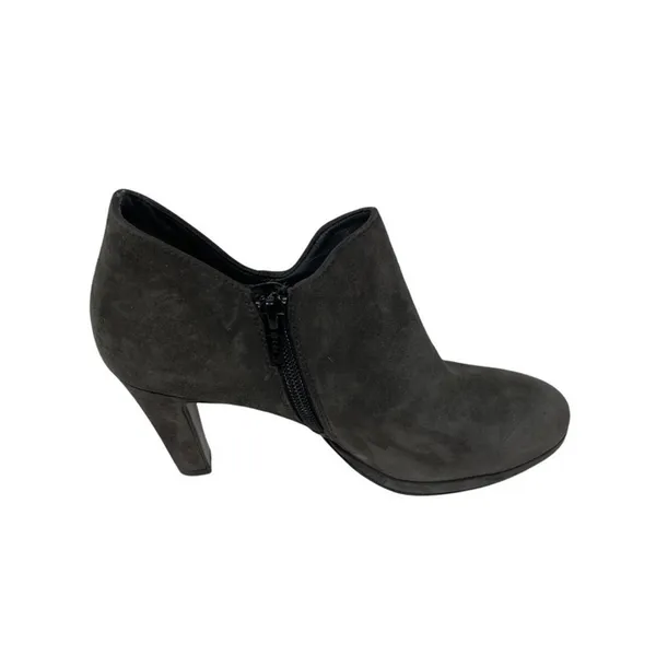Paul‎ Green Jazzy Suede Ankle Booties Heeled Charcoal Grey Side Zip Size 5.5 - Image 5