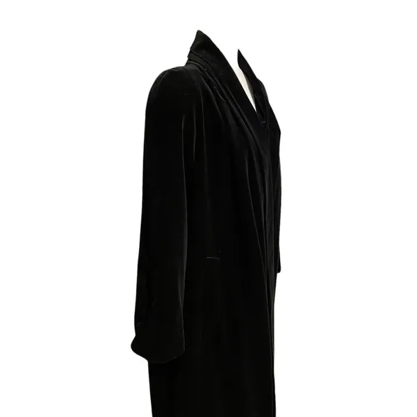 Vintage 80s Black Velvet Collections Overcoat Dress Coat Size Medium - Image 5