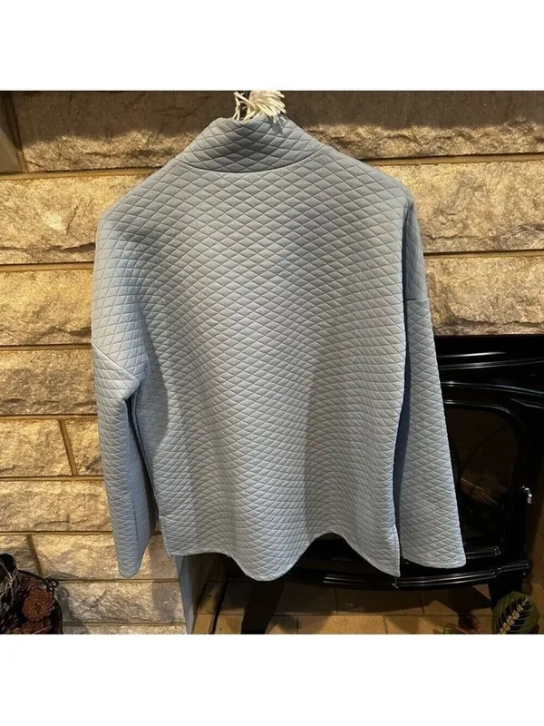 Blue Quilted Mockneck Sweatshirt - Daily Thread XS Top - Image 6