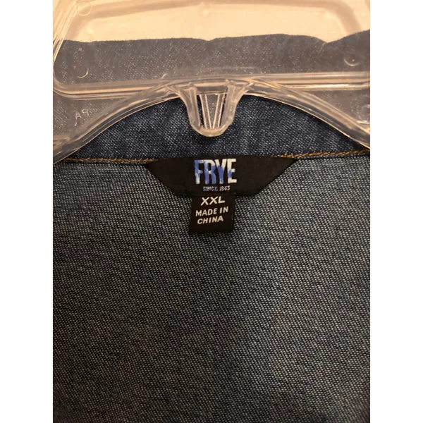 Frye Womens Denim Shirt Dress Blue Long Sleeve Button Front Seamed Waist XXL - Image 4