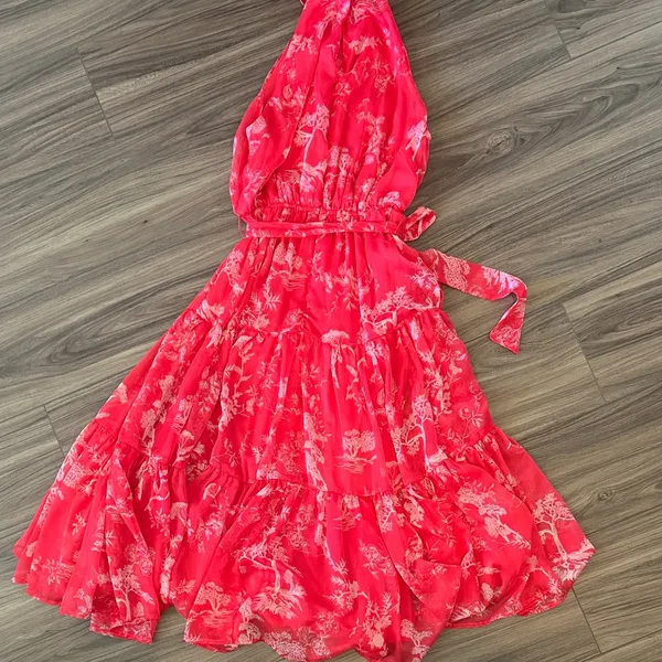 Lulu's Hot Pink Floral Tiered Halter Dress - Image 8