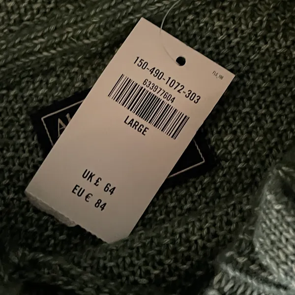 NWT Long Sleeve Drawstring Hooded Sweater Green White Large - Image 12