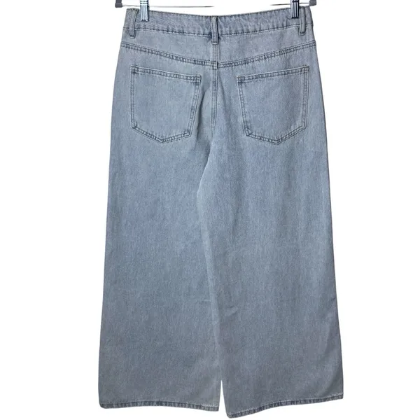 NEW Edikted Side Stripe Low Rise Wide Leg Washed Jeans Capsule Skater Grunge‎ S - Image 5