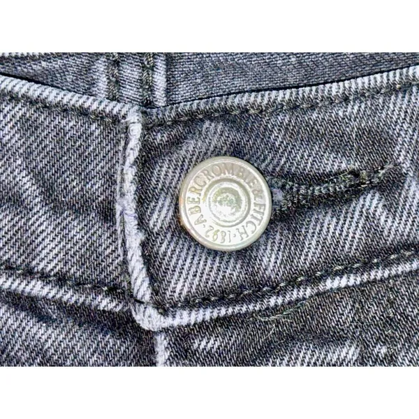 Abercrombie & Fitch Dad High Rise Black Denim Relaxed Straight Leg Jeans Sz 28 6 - Image 5