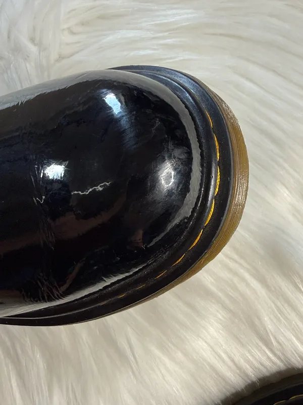 Dr. Martens Black Glossy Patent Leather 1460 Lace Up Boots - Image 8