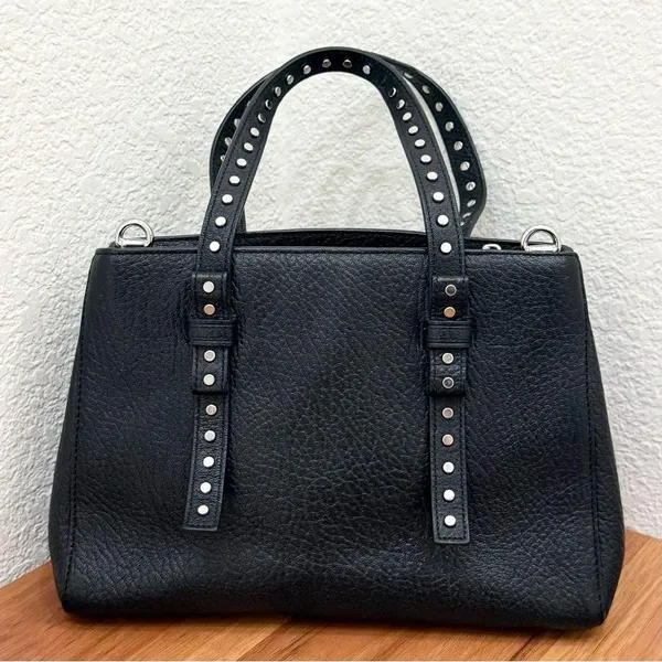 MARC JACOBS Mini T Tote Stud Black Pebbled Leather Crossbody Bag NO STRAP - Image 3