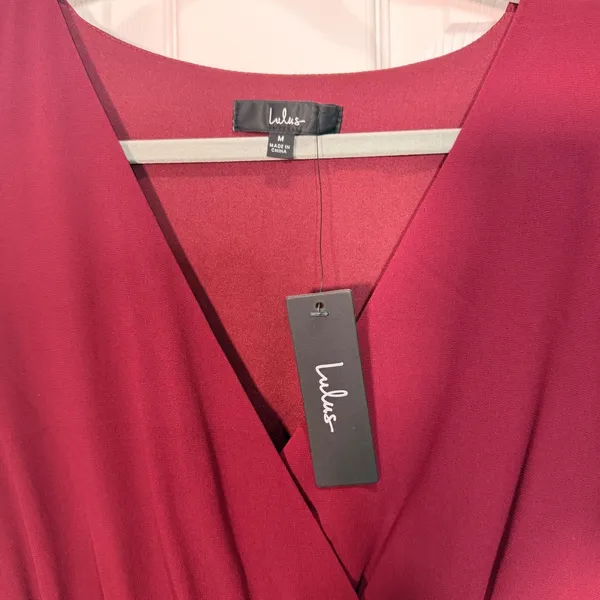 Lulus Burgundy Flutter Sleeve Wrap Maxi Dress Burgundy Size Medium - Image 8