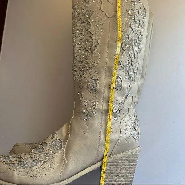 Corral Boots Women’s Size 37 6.5 Champagne Glitter Rhinestone Western Boots - Image 9
