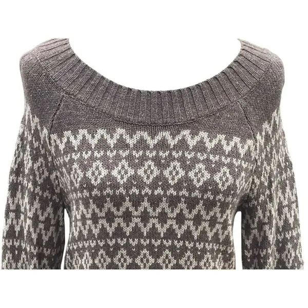 Royal Robbins Women’s Medium Fair Isle Knit Sweater Light Brown Yak Wool Blend - Image 4