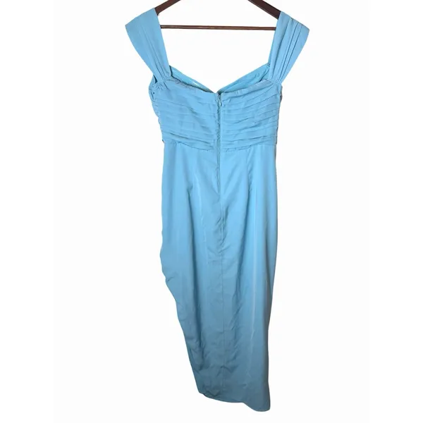 Womens Abercrombie & Fitch Off-The-Shoulder Ruched Midi Dress BLUE SMALL - Image 10
