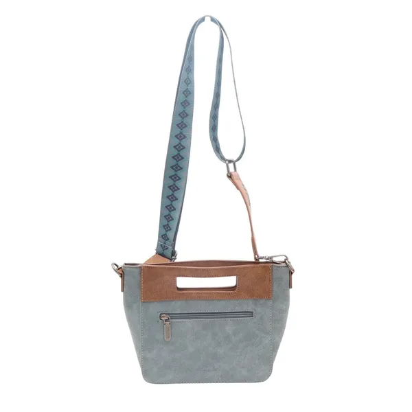 Wrangler Aztec Womens Handbag Gray Suede Pockets Adjustable Strap Crossbody Bag - Image 5